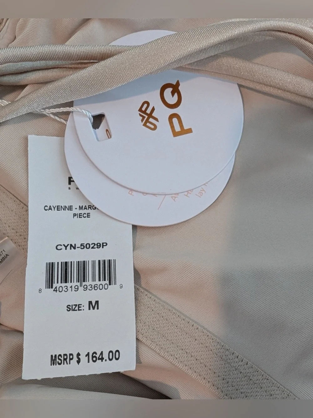 PQ Swim Women’s Margot One Piece Chevron Pink Orange Metallic Knit NWT Size Med